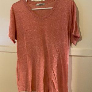 threads 4 thought medium red white heathered Vneck T Shirt (M)